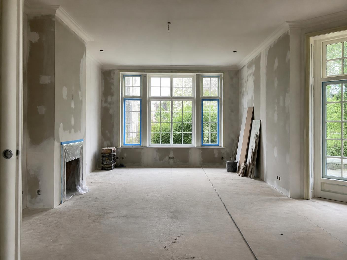 Interieur vóór stuc- en schilderwerk